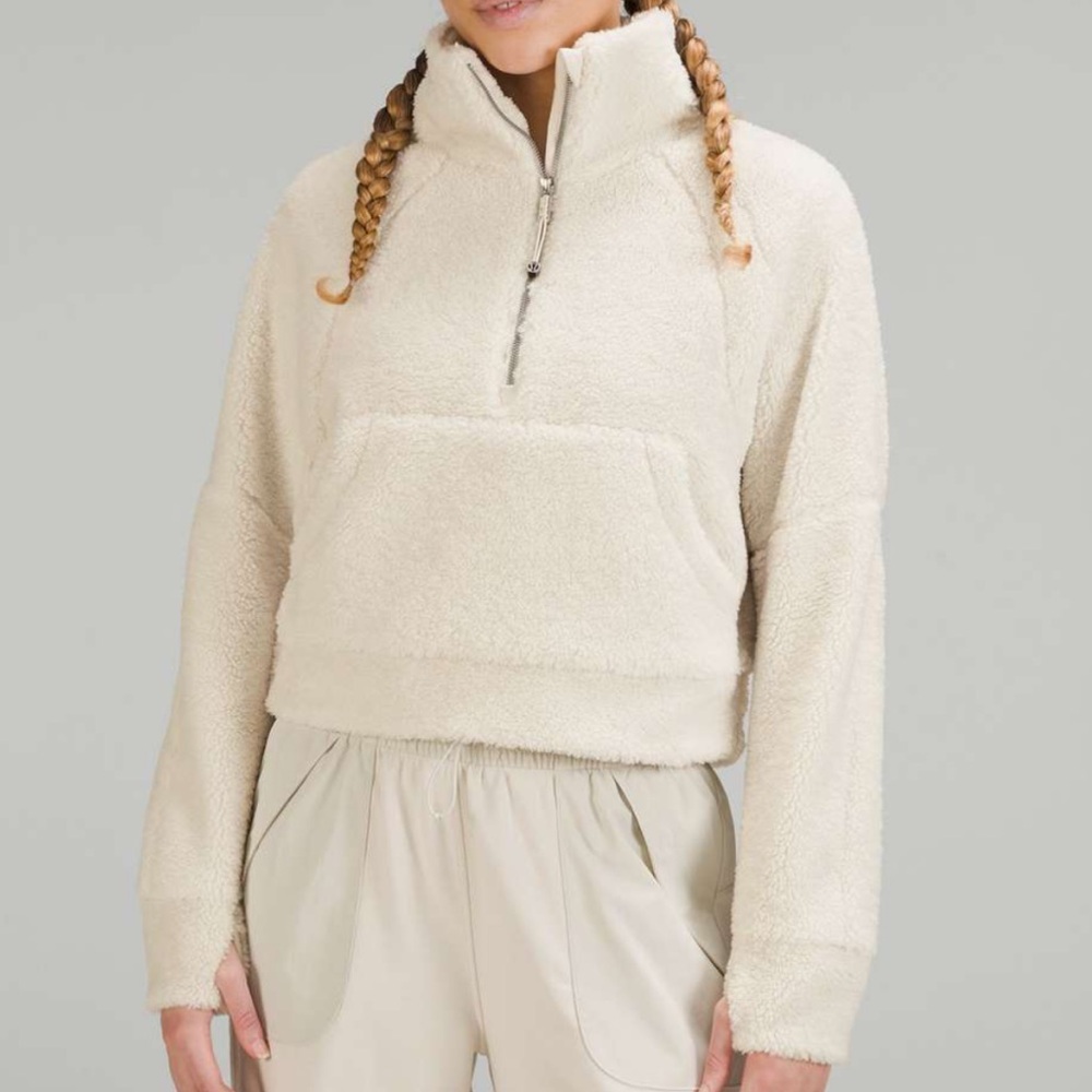 NWT Lululemon Scuba Fleece Half Zip Funnel Neck White Opal XS/S
